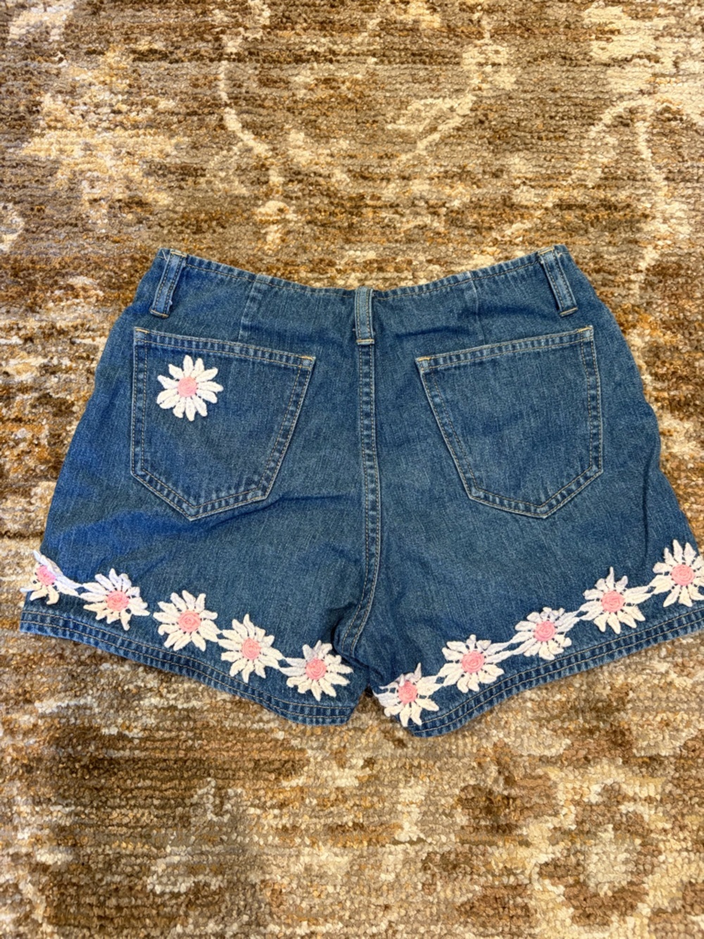 Y2K Limited Too Blue Denim Shorts with White Flowers Size 14 Slim - Picture 6 of 6